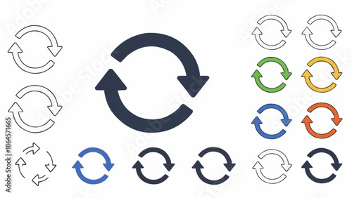 Diverse Set of Circular Arrow Icons for Refresh and Reload.