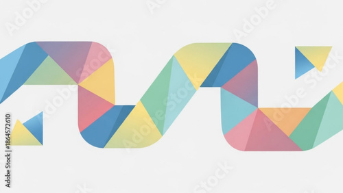 A colorful, geometric logo design with a stylized letter or symbol in a modern, flat style