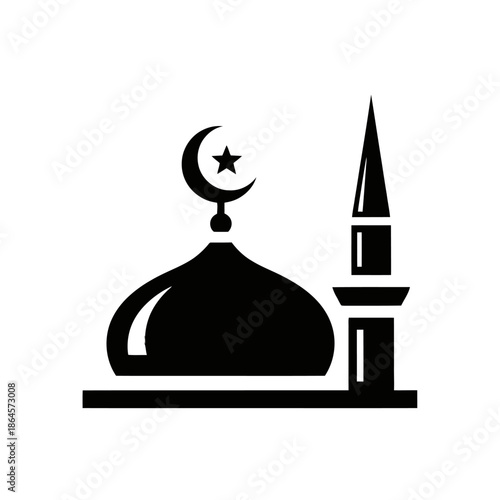 Islamic Mosque Dome and Minaret Silhouette.