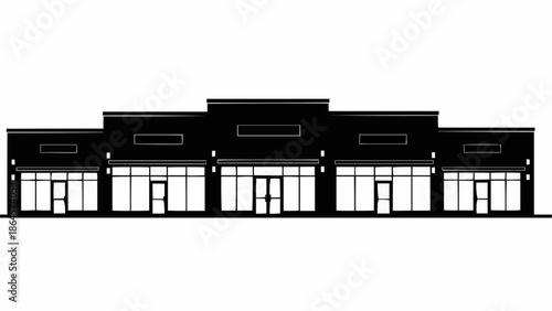 Silhouette of a Commercial Building with Multiple Storefronts.