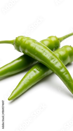 Green Chilies Isolated on White Background
