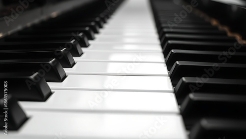 octet. Close-up of piano keys in black and white pattern, elegant musical instrument detail. lifestyle magazines, social media lookbooks, designed for influencer and brand collaborations.
