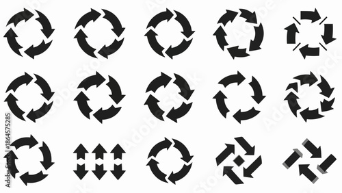 Set of Circular Arrows for Rotation and Recycling Concepts.