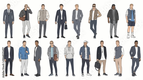 Diverse Mens Fashion Styles - A Comprehensive Collection of Outfits.