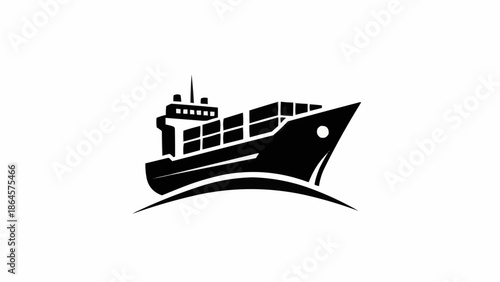 Silhouette of a Cargo Ship on the Water.