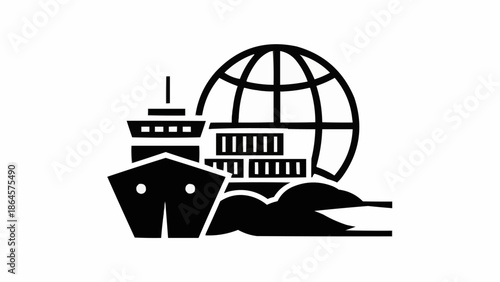 Global Maritime Trade and Shipping Logistics Illustration.