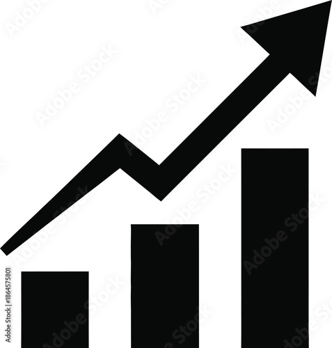 Business performance zigzag growth chart icon, market trend analysis and financial progress symbol