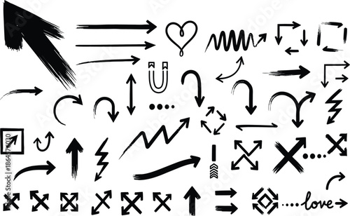 Hand drawing arrow symbols and icons collection