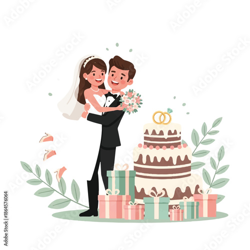 Couple Sitting Together on a Swing Under a Tree with Heart-Shaped Background