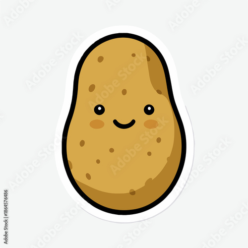 Cute Cartoon Potato Sticker – Smiling Kawaii Vegetable Character