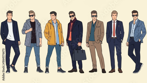 Diverse Mens Fashion Styles - A Collection of Modern Outfits.