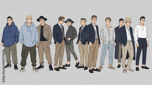 Diverse Mens Fashion Styles - A Group of Stylish Individuals.