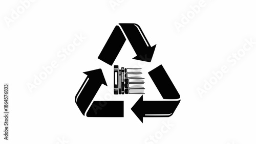Recycling Symbol with Battery Inside, Promoting Sustainable Energy Practices.