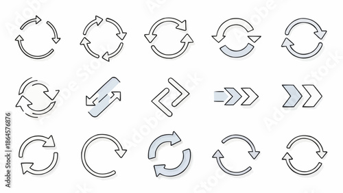 Hand-Drawn Arrow Icons - Circular, Directional, and Looped Designs.