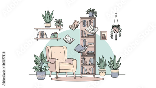 illustration of a house in the morning