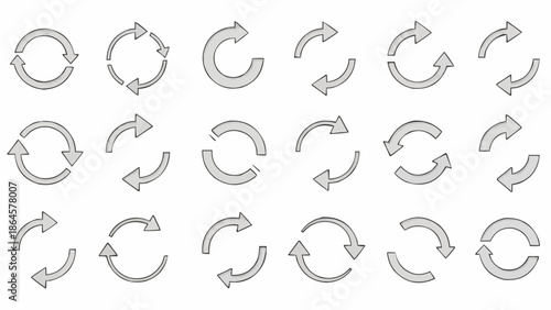 Set of Circular Arrows for Recycling and Rotation Concepts.