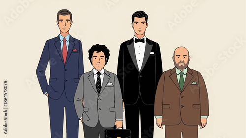 Group of men in suits standing together.