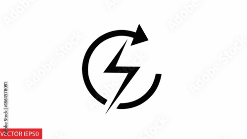 Renewable Energy Symbol - Circular Arrow with Lightning Bolt Icon.