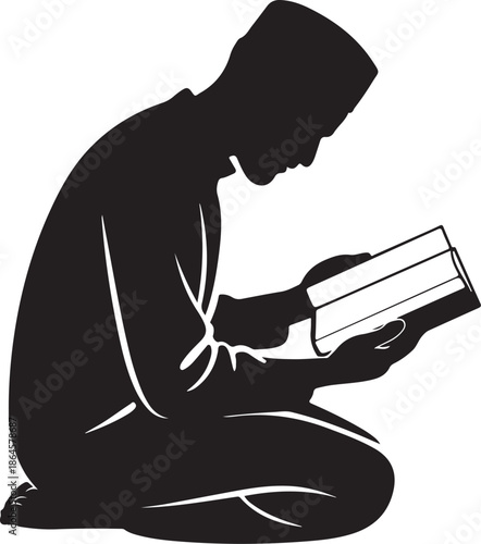 Person Reading Book in Prayer Position Silhouette