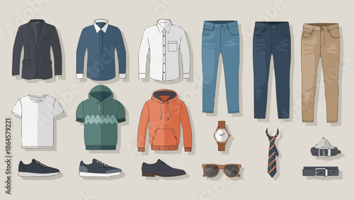 Collection of Mens Fashion Items - Stylish Apparel and Accessories.