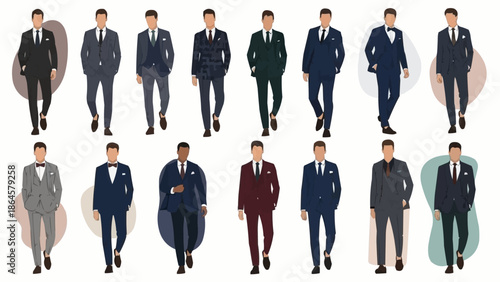 Diverse Mens Fashion - A Collection of Stylish Suits and Formal Wear.
