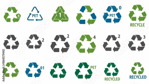 Collection of Recycling Symbols for Different Materials.