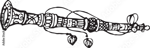 Stylized horn player silhouette icon isolated on white background, Vector