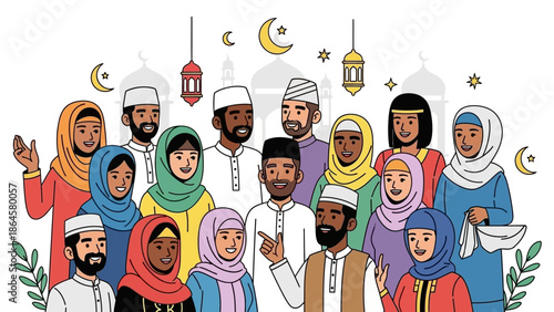 Diverse Muslim Community Celebrating Ramadan.