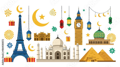 Ramadan Kareem landmarks around the world.