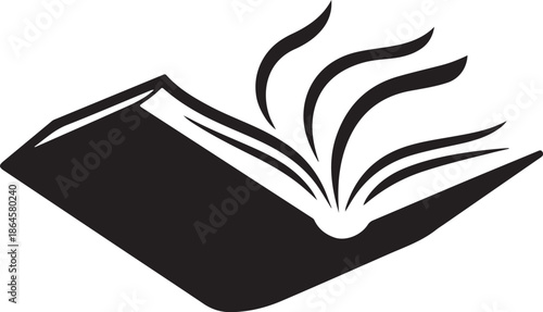 Open book with flames fire black and white