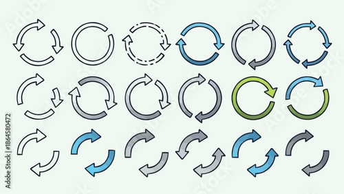 Collection of Circular Arrow Icons for Design and Infographics.