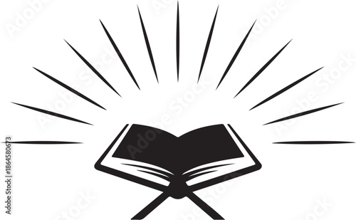 Open book with radiating lines rays