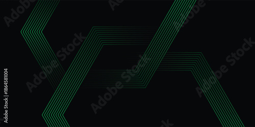 Dark Green Abstract Hexagon Grid on Black Cyber Security Background