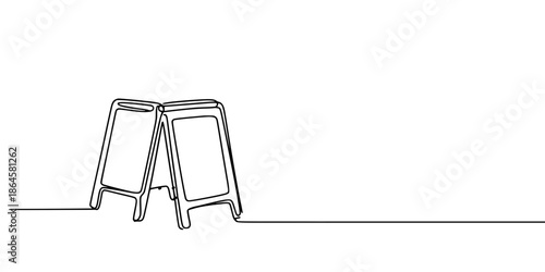 Open Message: Minimalist Sandwich Board Sketch, A minimalist line drawing of a sandwich board sign, symbolizing public messaging and display