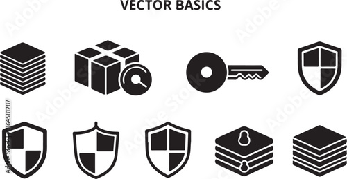 Vector graphics and basic security icons set