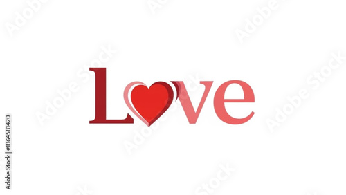 The word 'LOVE' boldly presented in a clean, red and pink typography, where the letter 'O' is cleverly replaced by a classic, vibrant red heart, set against a crisp white background.