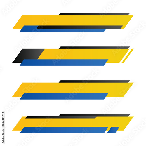 Blue yellow black geometric lower third banner template design