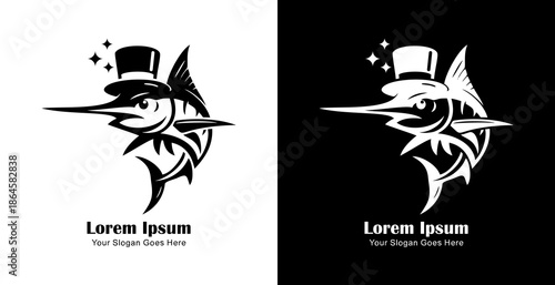 The logo design is a marlin wearing a magician's hat
