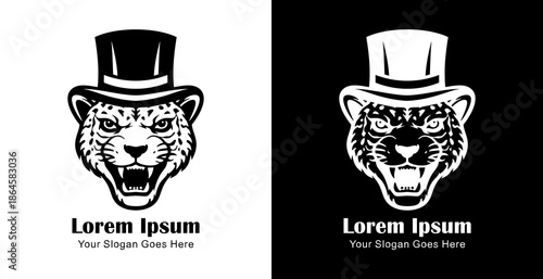 The logo design is a leopard head wearing a magician's hat