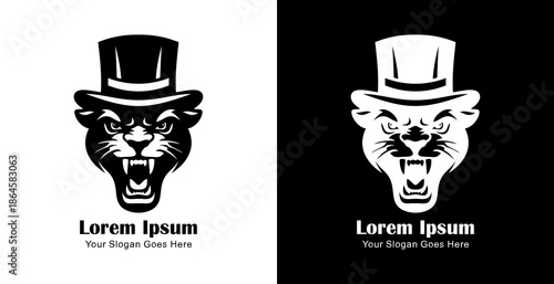The logo design is a panther head wearing a magician's hat