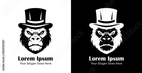 Logo design in the form of a gorilla head wearing a magician's hat