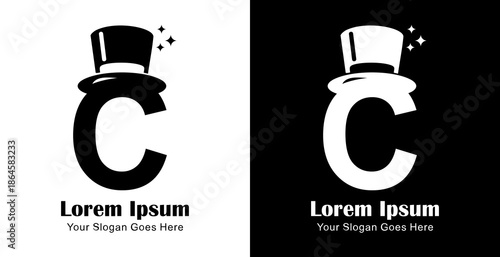 C letter logo design combined with a magician's hat