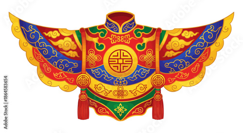 Traditional Chinese Emperor Robe Illustration with Ornate Details