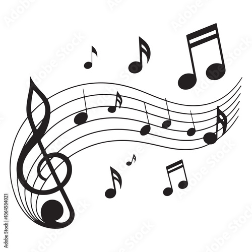 Musical notes flowing in harmony on staff