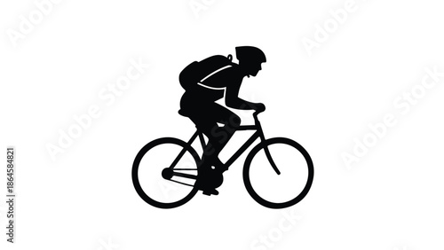 Action silhouette of a cyclist riding road bike