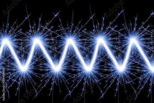Electric Spark Animation in Zigzag Pattern on Black Background