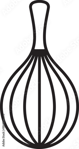 Kitchen Whisk Line Art Coloring Book Page Outline Vector Illustration