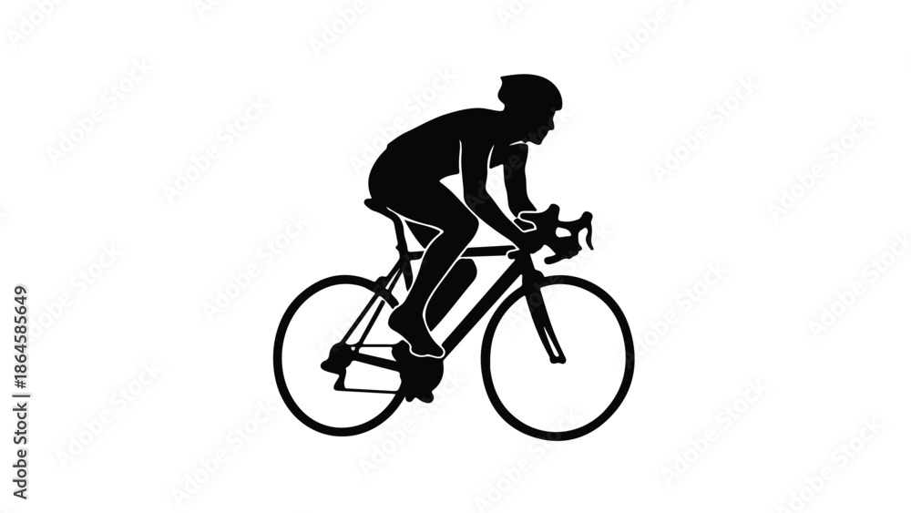 Fototapeta premium Silhouette of a cyclist riding bike at high speed
