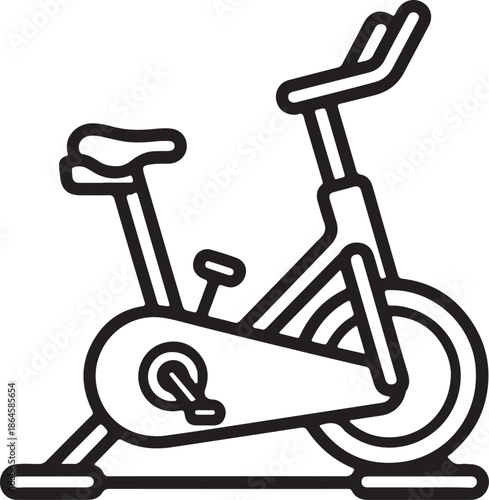 Stationary Bike Line Art Coloring Book Page Outline Vector Illustration