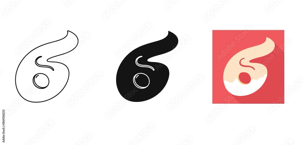 Obraz premium Abstract Symbol Designs Vector Set in Three Styles — Line Art, Silhouette and Color Version for Islamic Design, App UI, Posters and Branding